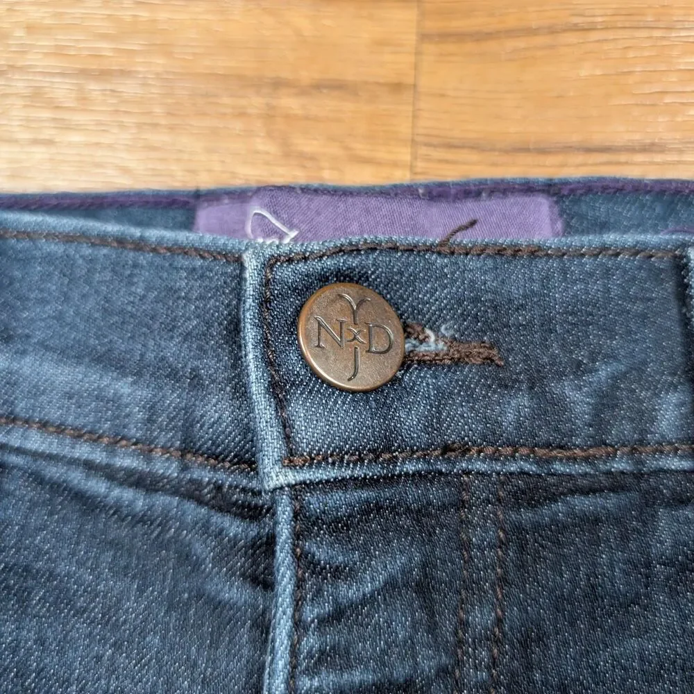NYDJ Marilyn Straight Jeans Women's 2P Petite Dark Wash Stretch Lift Tuck